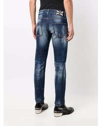 dunkelblaue Jeans mit Destroyed-Effekten von John Richmond