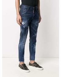 dunkelblaue Jeans mit Destroyed-Effekten von DSQUARED2