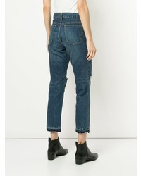 dunkelblaue Jeans mit Destroyed-Effekten von Sacai