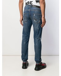 dunkelblaue Jeans mit Destroyed-Effekten von Philipp Plein