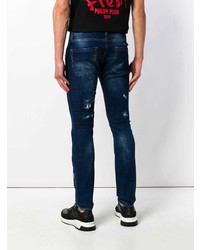 dunkelblaue Jeans mit Destroyed-Effekten von Philipp Plein