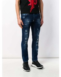 dunkelblaue Jeans mit Destroyed-Effekten von Philipp Plein