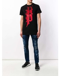 dunkelblaue Jeans mit Destroyed-Effekten von Philipp Plein