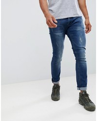 dunkelblaue Jeans mit Destroyed-Effekten von Soul Star