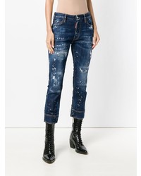 dunkelblaue Jeans mit Destroyed-Effekten von Dsquared2