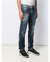 dunkelblaue Jeans mit Destroyed-Effekten von Philipp Plein