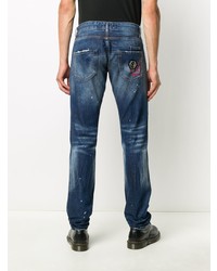 dunkelblaue Jeans mit Destroyed-Effekten von Philipp Plein