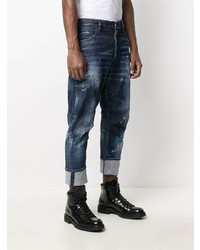 dunkelblaue Jeans mit Destroyed-Effekten von DSQUARED2