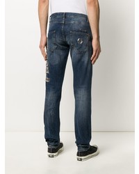 dunkelblaue Jeans mit Destroyed-Effekten von Philipp Plein