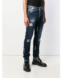 dunkelblaue Jeans mit Destroyed-Effekten von Philipp Plein