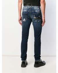 dunkelblaue Jeans mit Destroyed-Effekten von Philipp Plein