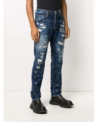 dunkelblaue Jeans mit Destroyed-Effekten von Philipp Plein