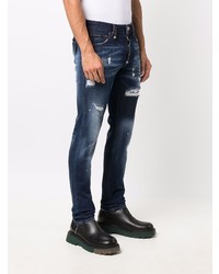 dunkelblaue Jeans mit Destroyed-Effekten von Philipp Plein