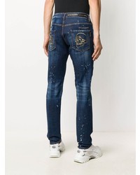 dunkelblaue Jeans mit Destroyed-Effekten von Philipp Plein