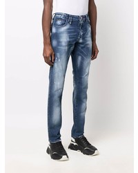 dunkelblaue Jeans mit Destroyed-Effekten von Philipp Plein