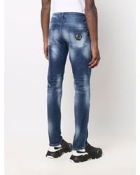 dunkelblaue Jeans mit Destroyed-Effekten von Philipp Plein