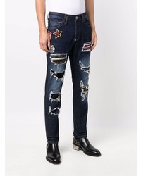 dunkelblaue Jeans mit Destroyed-Effekten von Philipp Plein