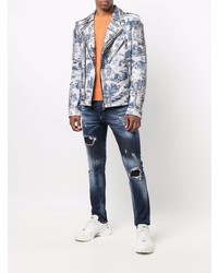 dunkelblaue Jeans mit Destroyed-Effekten von Philipp Plein