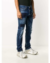 dunkelblaue Jeans mit Destroyed-Effekten von Philipp Plein