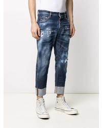 dunkelblaue Jeans mit Destroyed-Effekten von DSQUARED2