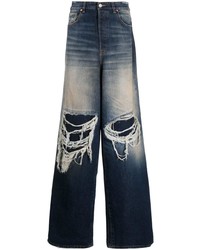 dunkelblaue Jeans mit Destroyed-Effekten von Vetements
