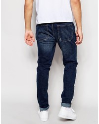 dunkelblaue Jeans mit Destroyed-Effekten von WÅVEN