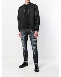 dunkelblaue Jeans mit Destroyed-Effekten von Philipp Plein