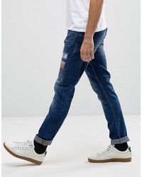 dunkelblaue Jeans mit Flicken von Blend of America