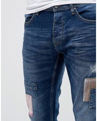 dunkelblaue Jeans mit Flicken von Blend of America