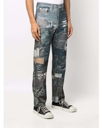 dunkelblaue Jeans mit Flicken von Doublet