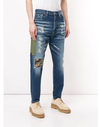 dunkelblaue Jeans mit Flicken von Junya Watanabe MAN