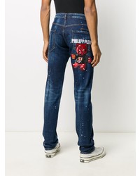 dunkelblaue Jeans mit Flicken von Philipp Plein