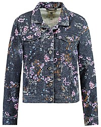 dunkelblaue Jeansjacke mit Blumenmuster von Garcia