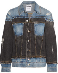 dunkelblaue Jeansjacke mit Flicken