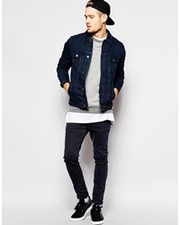 dunkelblaue Jeansjacke von Asos