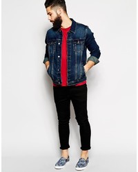 dunkelblaue Jeansjacke von Asos