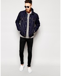 dunkelblaue Jeansjacke von Asos