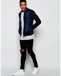 dunkelblaue Jeansjacke von Asos