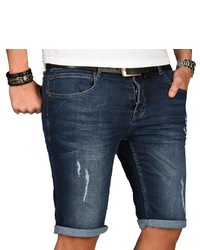 dunkelblaue Jeansshorts mit Destroyed-Effekten von Alessandro Salvarini