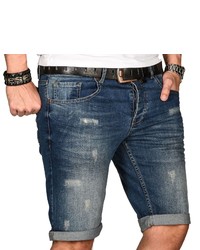 dunkelblaue Jeansshorts mit Destroyed-Effekten von Alessandro Salvarini