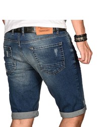 dunkelblaue Jeansshorts mit Destroyed-Effekten von Alessandro Salvarini