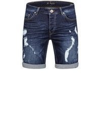 dunkelblaue Jeansshorts mit Destroyed-Effekten von Amaci&Sons