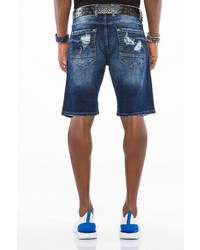 dunkelblaue Jeansshorts mit Destroyed-Effekten von Cipo & Baxx