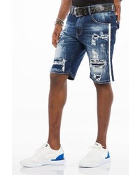 dunkelblaue Jeansshorts mit Destroyed-Effekten von Cipo & Baxx