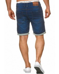 dunkelblaue Jeansshorts mit Destroyed-Effekten von INDICODE