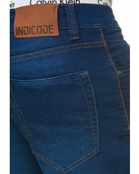 dunkelblaue Jeansshorts mit Destroyed-Effekten von INDICODE