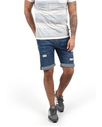 dunkelblaue Jeansshorts mit Destroyed-Effekten von INDICODE