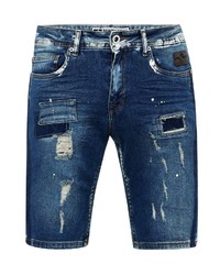 dunkelblaue Jeansshorts mit Destroyed-Effekten von RUSTY NEAL