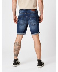 dunkelblaue Jeansshorts mit Destroyed-Effekten von Solid