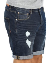 dunkelblaue Jeansshorts mit Destroyed-Effekten von Solid